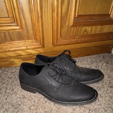 Jowen Black Leather Derby Lace Up Round Toe Men's Dress Shoes