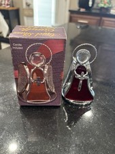 Vintage Stained Glass Angel W/cross 4  Tea Light Candle