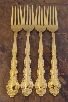 Oneida Golden Beethoven Set of 4 Dinner Forks Community Stainless Flatware Lot B