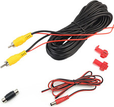 26Ft RCA Video Cable, Backup Camera Extension, F/F Coupler, Power, Rearview