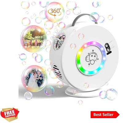 Bubble Machine Automatic LED Lights Bubble Blower for Kids Rechargeable Porta...