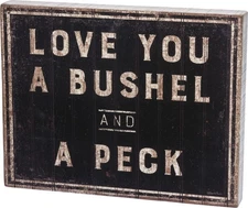 Primitives by Kathy 30358 Rustic-Inspired Box Sign, Bushel & A Peck