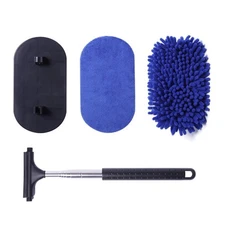 Expandable Auto Glass Cleaner Tool with Microfiber Pads Upgrades for Clear View