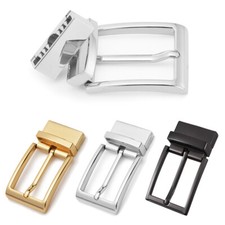 1pc Reversible Belt Buckle Replacement Pin Buckle Rectangular Silver Black Gold