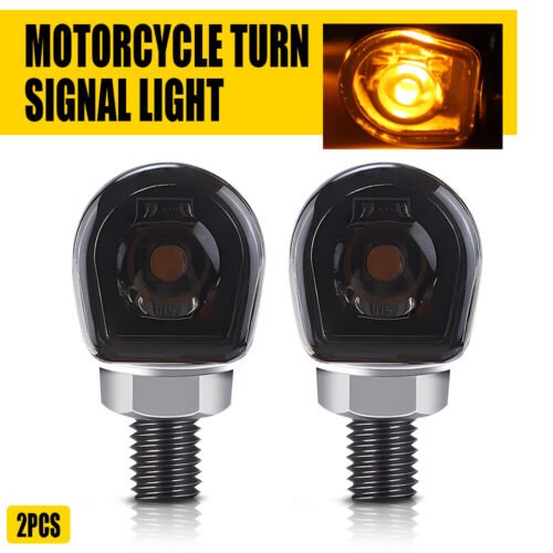 2Pcs 12V Motorcycle Bike LED Mini Turn Signals Blinker Light Indicator Amber New