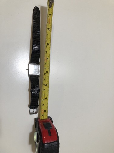 8" VTG AUTH Tiffany & Co. Women's Square SS - Black Dress Watch Lizard Strap - Picture 10 of 15