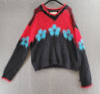 MARNI Fuzzy Wuzzy Flowers V-Neck Sweater Men's 52IT/42US XL MARNI Fuzzy Wuzzy Flowers V-Neck Sweater Men's 52IT/42US XL