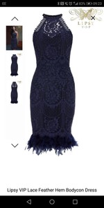 lipsy vip lace feather hem dress