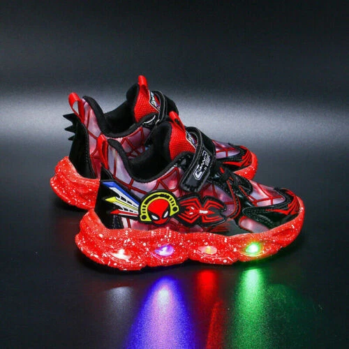 Kinder Spiderman Schuhe LED Turnschuhe Jungen Blinkend Leuchtend Sneaker DE - Bild 34 von 39