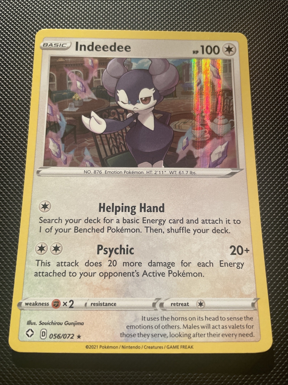 Indeedee - 056/072 - Holo Rare - Shining Fates - POKEMON - Near Mint/Mint