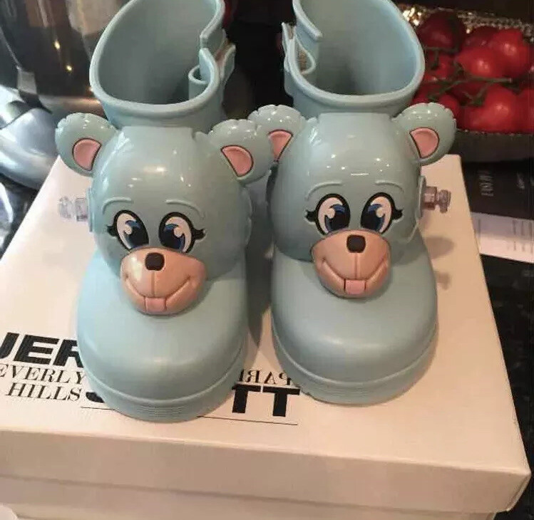 Petites Bottes Mini Melissa Neuves Taille 9 - Design Singe Bleu - Avec Boîte D'origine