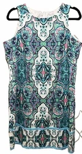 London Times Floral Paisley Dress Women Size 6 Sleeveless Sheath Colorful Cotton