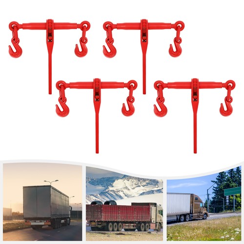 4PCS Red Chain Binder Ratchet Load Binder 5/16"-3/8" for Tie Down 5400lbs G80 - Picture 2 of 16