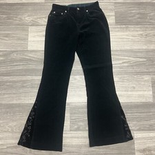 Vintage 90s Ralph Lauren Corduroy Pants Women 4 26x30 Black Fare Floral Flower