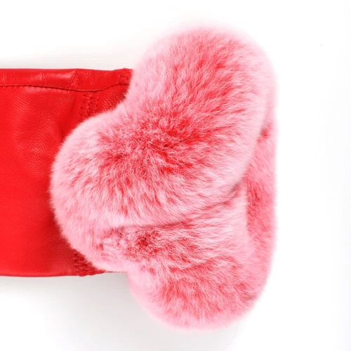 Women's Winter Genuine Leather Gloves Rex Rabbit Fur Warm Trim Cuff Velvet Lined - Picture 51 of 88