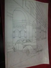 Vintage TRI-CHEM Liquid EMBROIDERY FELT - COUPE Car In FRONT Of ARCS - 1980's