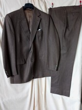 Jos A Bank Executive Collection Men's Brown Herringbone Virgin Wool Suit 44