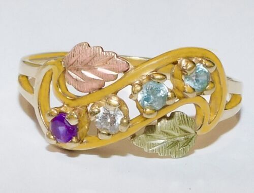 VTG RGC 12k Tricolor Black Hills Gold Leaves & Sterling Ring VTG RGC 12k Tricolor Black Hills Gold Leaves & Sterling Ring