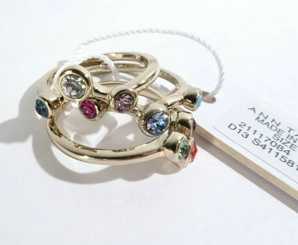 Ann Taylor Women s Mutli Color Crystal Stackable Ring Set NWT