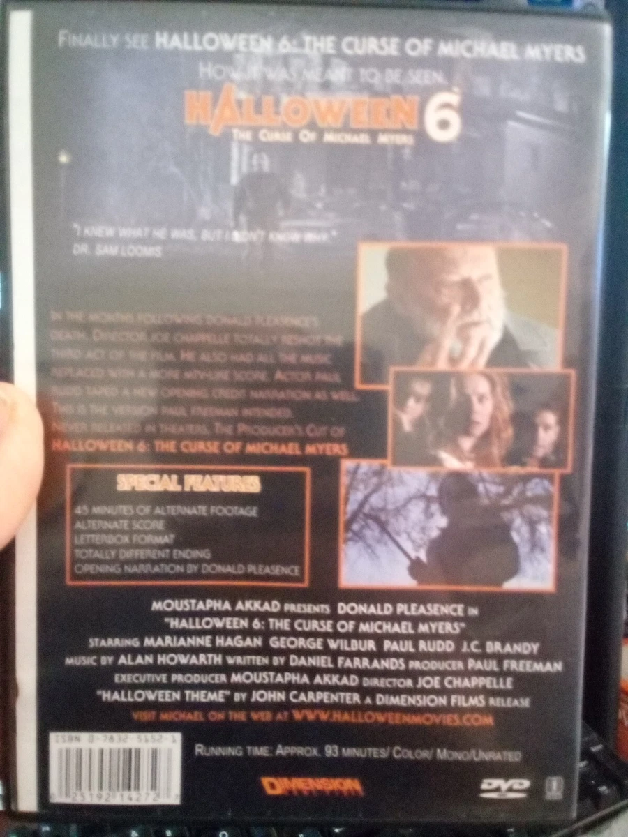 Halloween 6 VI Unrated Producers cut 2 DVD set -43 minutes of alternate footage