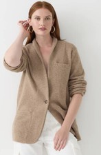 J.CREW 178 Soft BROWN WoolBlend Cocoon Relaxed Cozy Blazer Cardigan Sweater XXL