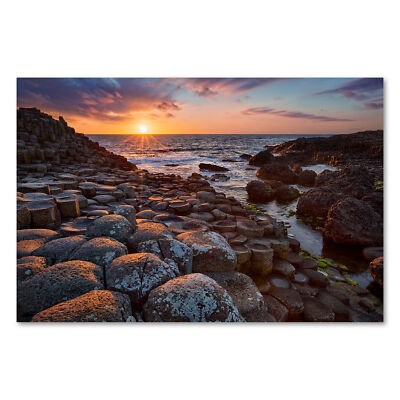 Postereck 3745 Poster Leinwand Giants Causeway, Irlang Natur Meer Felsen Sonne