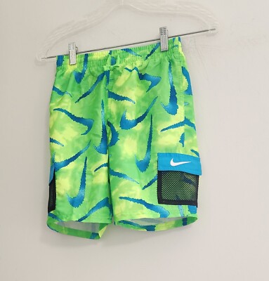 Nike Big Boys Tie Dye Swoosh Volley Swim Shorts Green Strike Sz L