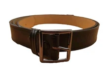 Dutyman 1-3/4" Leather Garrison Belt Black Subdued Buckle Plain 1611 Duty Police