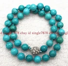 Natural 6/8/10/12mm Blue Turquoise Round Gemstone Beads Necklace 14-48 Inch AAA+