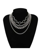 1pc Stainless Steel Heart Chain Choker  3pcs/set Chain Necklace For Women
