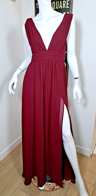 knee length dresses for ladies Red Metallic Halter Gown main image 0