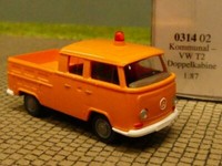 1/87 Wiking Vw T2 Kommunal Doppelkabine Orange 0314 02