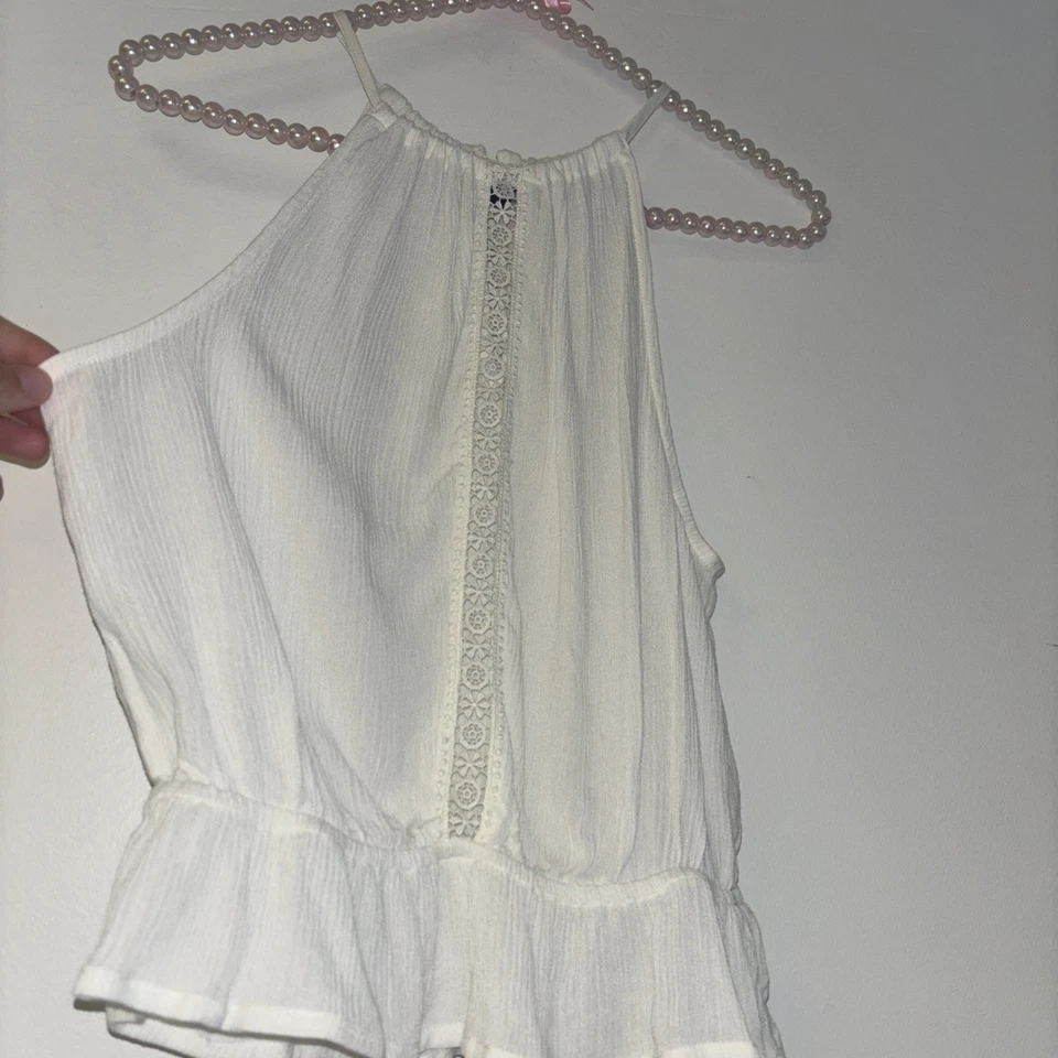 Льняной Топ Размер S Cottage Core Фея Кружевная Пляжная Крестьянская Органическая Струящаяся Блузка Cami - Изображение 3 из 4