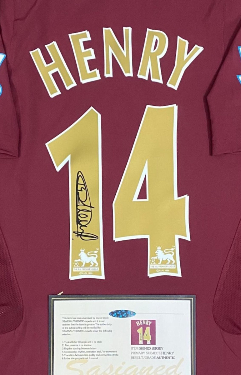 Thierry Henry PRINTED Signature Arsenal 05/06 Home Jersey- COA