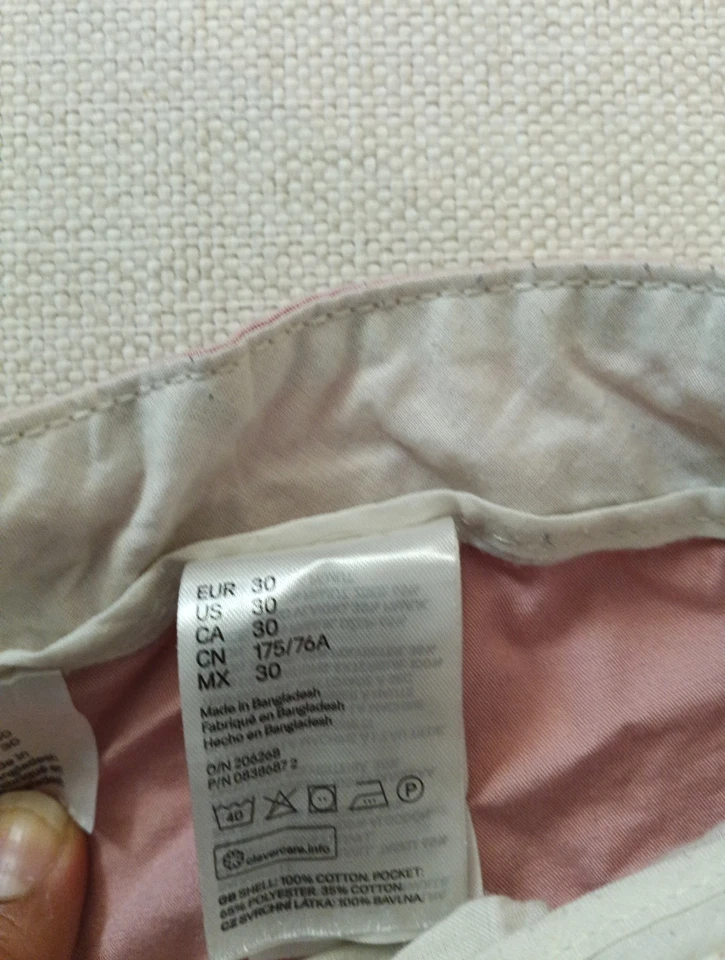 Pantalones Cortos H&M Para Hombre 30 Rosa Chino Mezcla de Algodón Preppy 9" Informales Divididos Foto 3 de 4