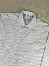 Eton Dress Shirt Mens 15.5 39 White Polka Dot Regular Fit Cotton Long Sleeve
