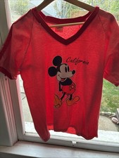 Vintage 70s / 80s 3 Striped Ringer Pink Mickey Mouse Tee Size Large California