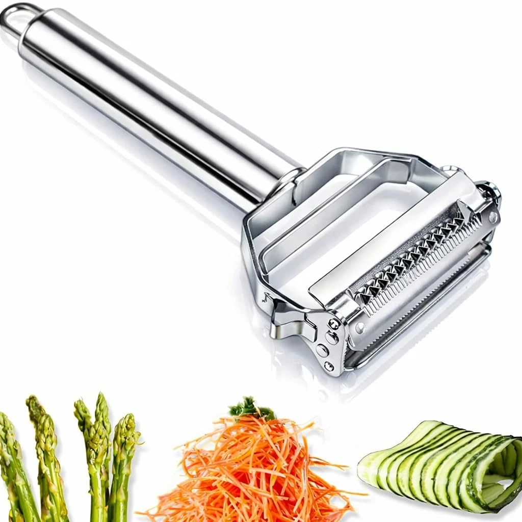 Julienne Peeler, Stainless Steel Vegetable Peeler, Double-Sided Blade Vegetable