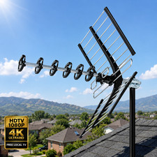 Large 200 Mile Outdoor HDTV Antenna VHF UHF FM Easy Install Extra Durable Design
