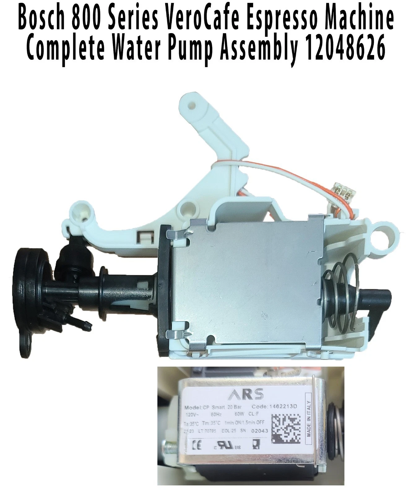 Bosch 800 Series VeroCafe Espresso Machine-Complete Water Pump Assembly 12048626