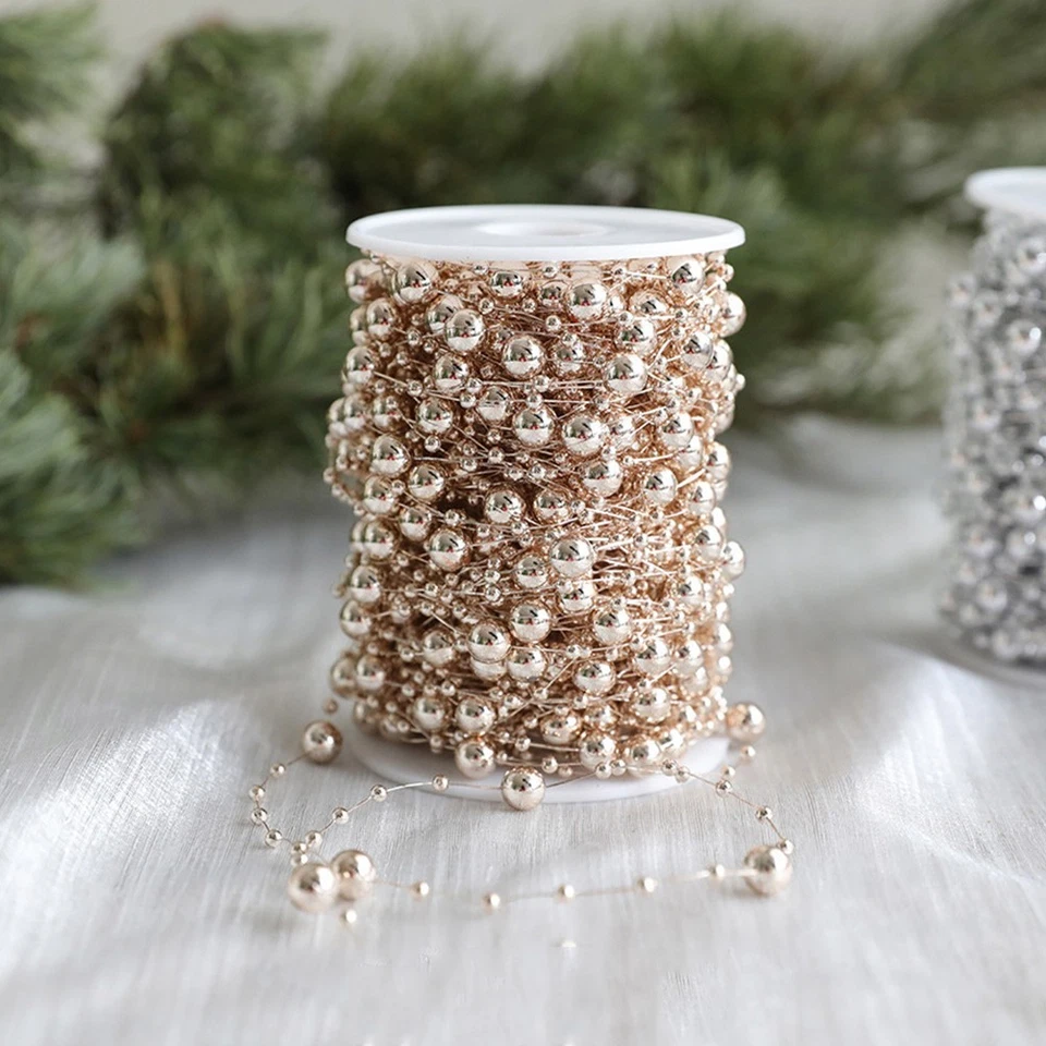 Christbaumschmuck 10m Kunststoff Perlen Girlande für stilvollen Urlaubslook - Bild 3 von 4