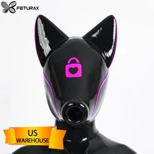 FETURAX Silicone Sakko Kitty Drone Head Mask Role Play Headgear For Cosplay BDSM