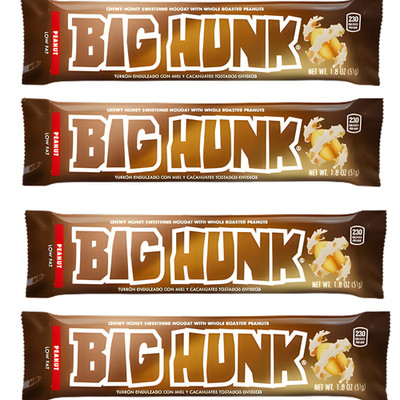 Big Hunk Candy Bar 4 Pack Honey Nougat Peanut Chewy Retro Candy