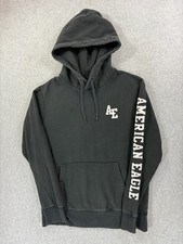 American Eagle Stitched Logo Midweight Hoodie Sweatshirt Men's Medium Gray