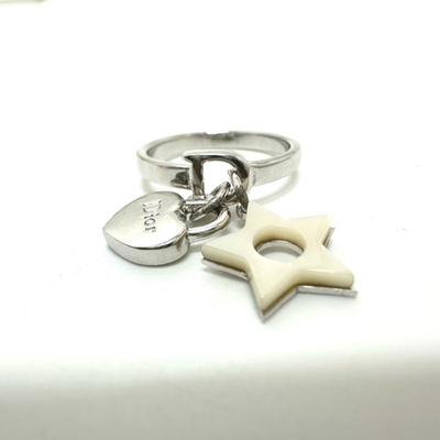 アクセサリー Vintage Christian Dior Charm Stone Ring Christian Dior Charm Ring Silver Tone Heart/Star US5 W/Box | eBay