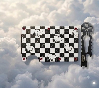 RIDGE WALLET | PEANUTS-SPEED CLUB  Ftr. SNOOPY  w/RED PVD SCREWS+BLK MULTI-TOOL