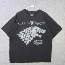 Game of Thrones Shirt Mens 2XL Black Stark Winter Is Coming Tee Graphic HBO TV