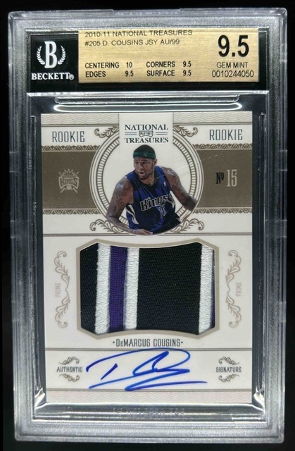 2010 National Treasures DeMarcus Cousins Patch Rookie Auto RC #/99 BGS 9.5/10