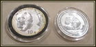 TWO .999 SILVER DIFFERENT UNCIRCULATED 1oz PANDA ROUNDS-TARNISHED