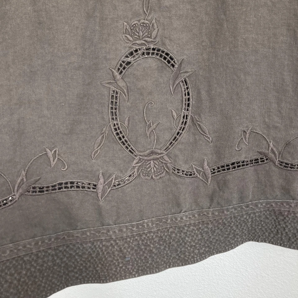 Falda Cabi Mujer 10 Marrón Lino Bordado Línea A Floral Boho Midi Estilo 463 Foto 3 de 4